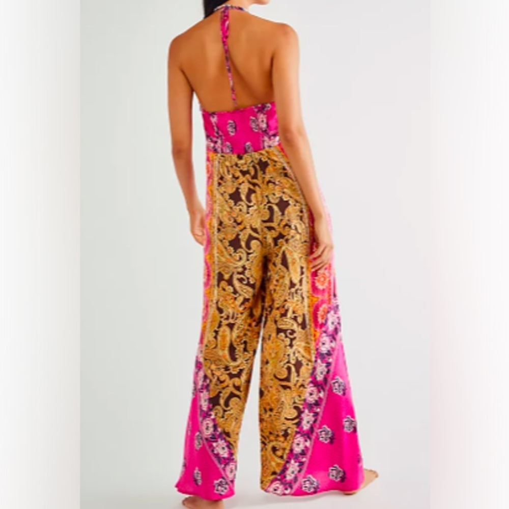 Free People Miranda Floral Printed Jumpsuit In Jewel Combo Size XS
